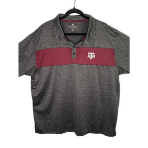 Texas A&M Aggies Polo Shirt Mens XXL Colosseum Golf Gray Maroon Short Sleeve